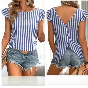 Sailor Back Button Blouse